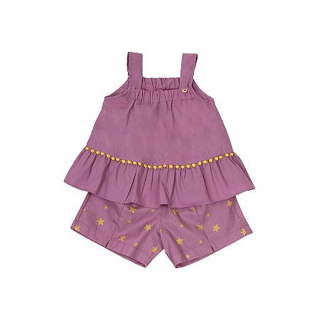 CONJUNTO ESTAMPA ESTRELAS DE LANTEJOULA