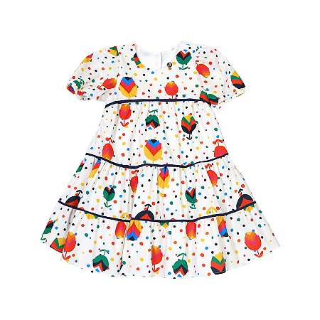 VESTIDO ESTAMPA TULIPAS BAILARINAS
