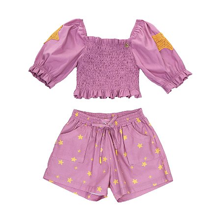 CONJUNTO ESTAMPA ESTRELAS LANTEJOULA