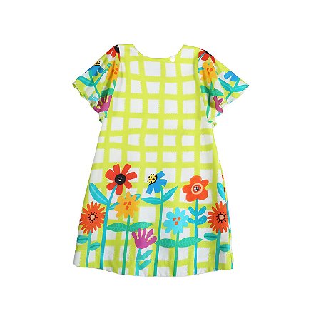 VESTIDO ESTAMPA  BARRADO A LINDA ROSA JUVENIL