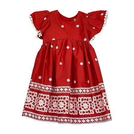 VESTIDO ESTAMPA VOVÓ NOEL FUNDO VERMELHO