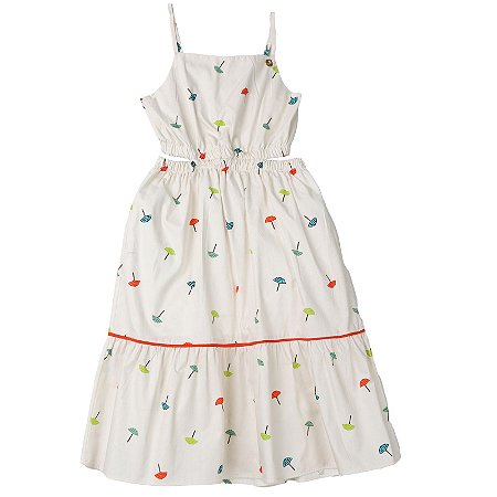 VESTIDO ESTAMPA SOMBRINHA BORDADA  FUNDO OFF