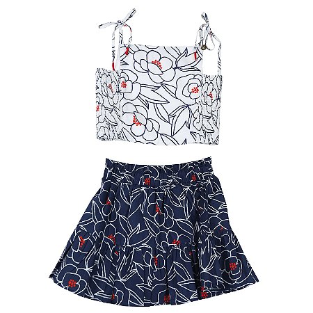 CONJUNTO FLOR NAVE FUNDO AZUL E BRANCO