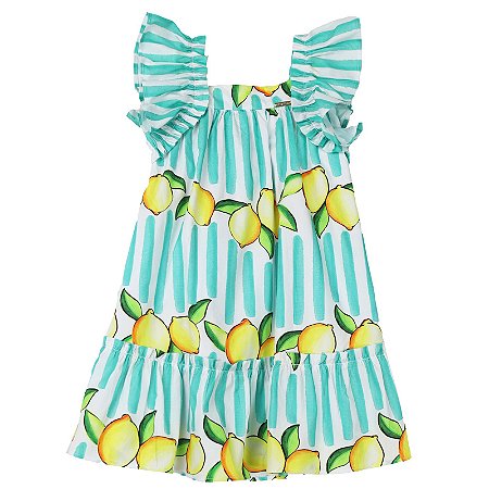 VESTIDO LIMÃO LISTRADO FUNDO VERDE
