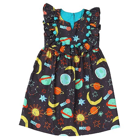 VESTIDO ESTAMPAS POR QUE OS PLANETAS SÃO REDONDOS?
