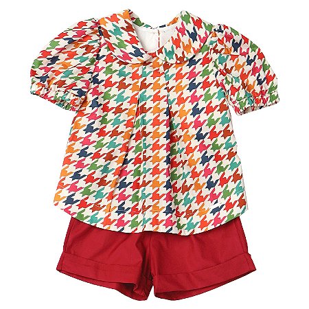 CONJUNTO ESTAMPA PIED DE POULE BEGE