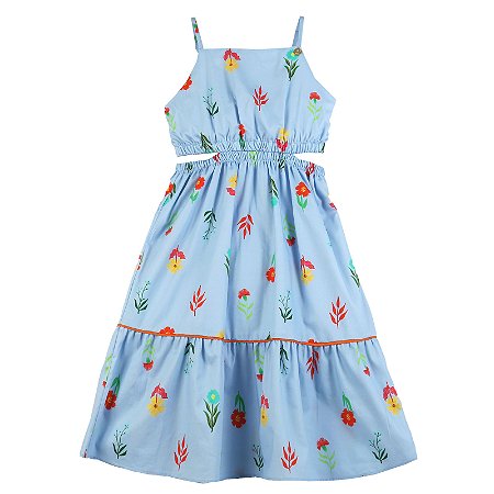 VESTIDO ESTAMPA FLORZINHAS LÁPIS DE COR