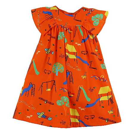VESTIDO ESTAMPA BRINCADEIRAS NO JARDIM