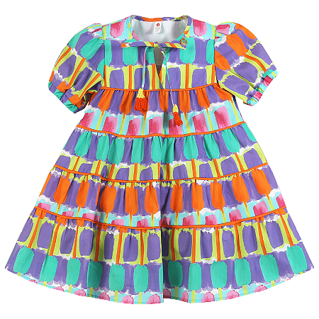 VESTIDO ESTAMPA PINCELADAS MULTICORES