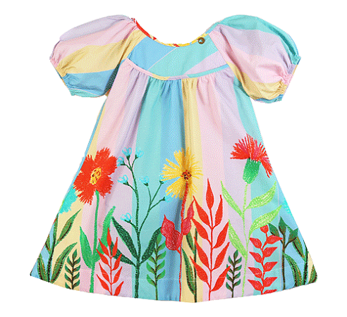 VESTIDO ESTAMPA JARDIM DA JUJU LISTRADO