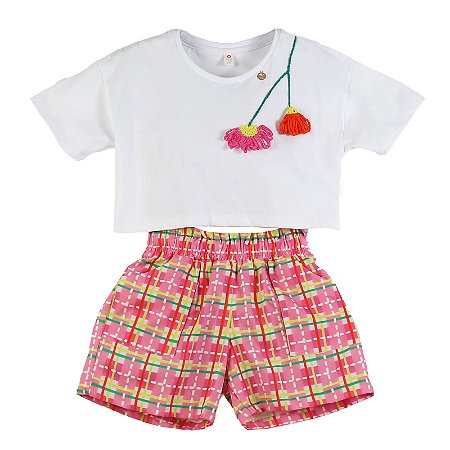 CONJUNTO ESTAMPA XADREZ FLOR POR ONDE FOR