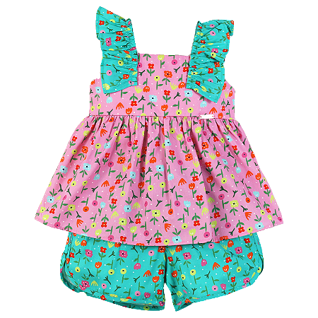 CONJUNTO ESTAMPA CHUVA DE FLORES