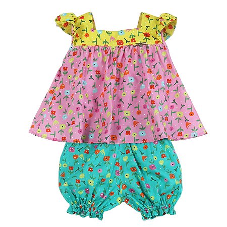 CONJUNTO ESTAMPA CHUVA DE FLORES