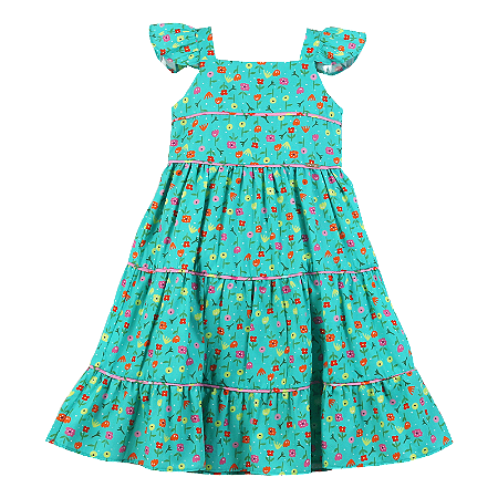 VESTIDO ESTAMPA CHUVA DE FLORES VERDE