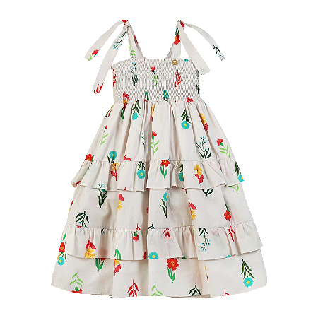 VESTIDO ESTAMPA FLORZINHAS LÁPIS DE COR OFF