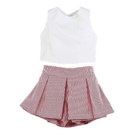 CONJUNTO LISTRADO VERMELHO E BRANCO