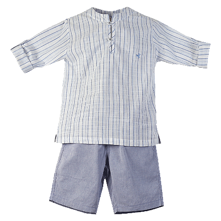 CONJUNTO ESTAMPA LISTRAS AZUL