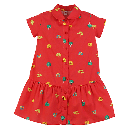 VESTIDO ESTAMPA ÁRVORES BORDADAS