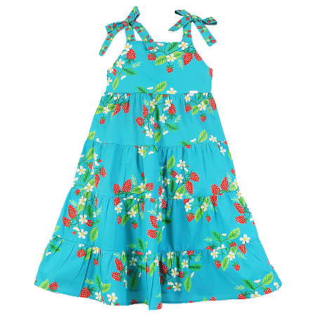 VESTIDO ESTAMPA MORANGO AZUL
