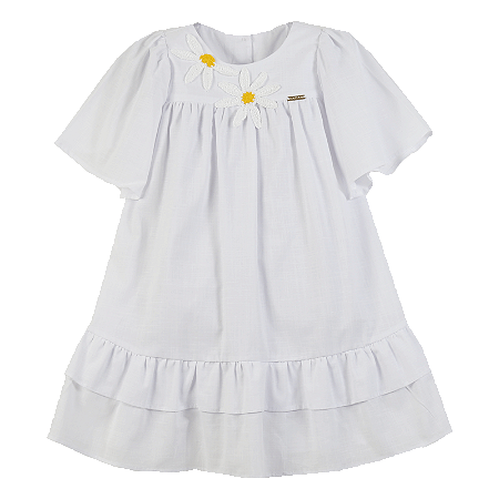 VESTIDO BRANCO BORDADO CROCHÊ