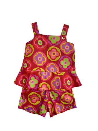 CONJUNTO ESTAMPA AQUARELA DE FLORES