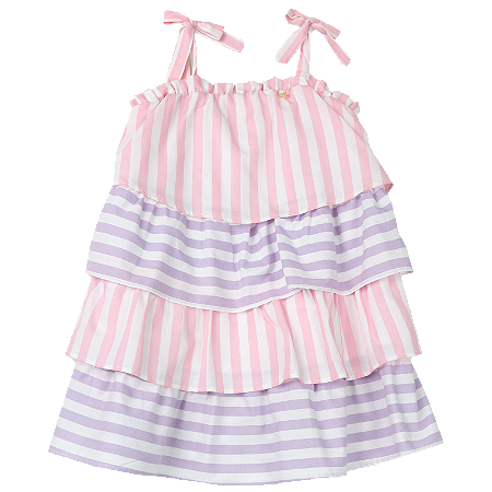VESTIDO LISTRAS ROSA E LILAS