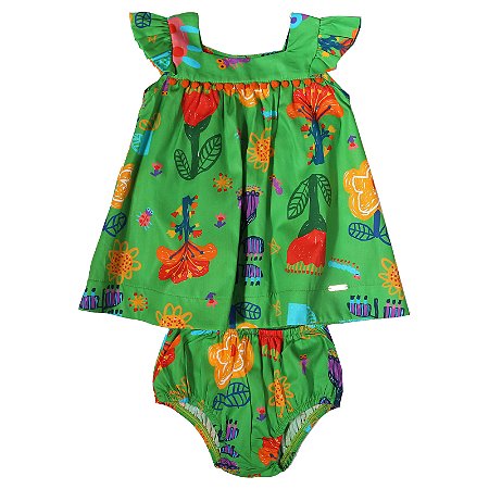 VESTIDO BEBÊ ESTAMPA A MAGIA DAS FLORES