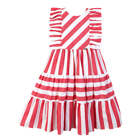 VESTIDO LISTRAS VERMELHO E BRANCO