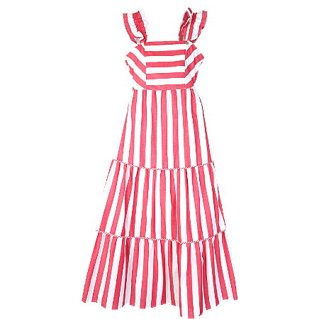 VESTIDO LISTRADO VERMELHO E BRANCO