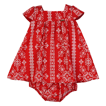 VESTIDO ESTAMPA BORDADO PONTO CRUZ