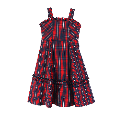 VESTIDO XADREZ MORZAT MARINHO E VERMELHO