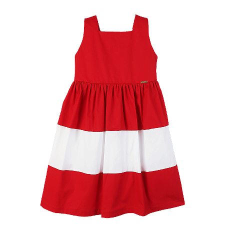 VESTIDO LISO VERMELHO E BRANCO
