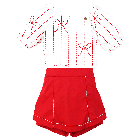 CONJUNTO ESTAMPA LAÇOS BORDADOS