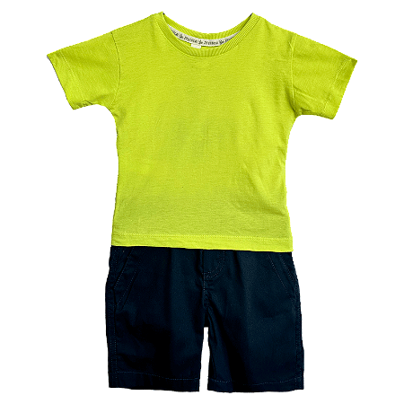 CONJUNTO VERDE NEON E MARINHO
