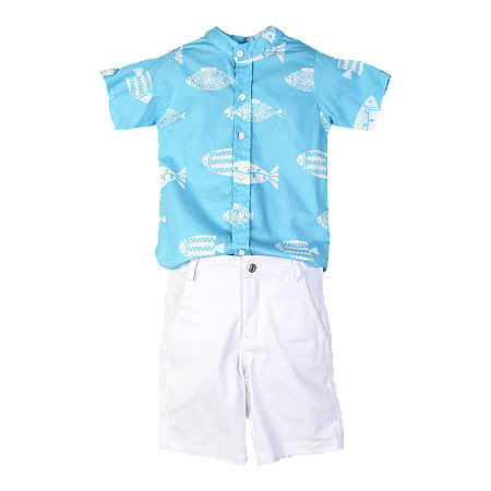 CONJUNTO ESTAMPA PEIXES FLORIDOS