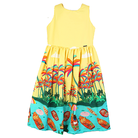 VESTIDO ESTAMPA BARRADO FLUTUANTE