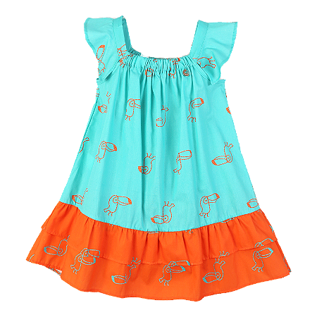 VESTIDO ESTAMPA TUCANO BORDADO