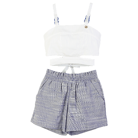 CONJUNTO LISO BRANCO E AZUL