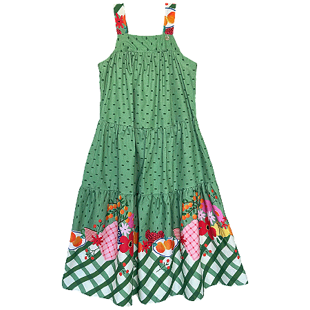 VESTIDO BARRADO MESA DIVERTIDA VERDE