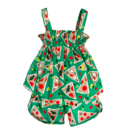CONJUNTO ESTAMPA FESTA DA PIZZA VERDE
