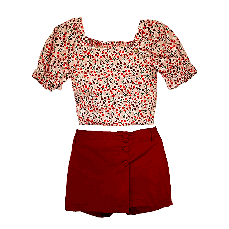 CONJUNTO ESTAMPA CEREJINHA ROSA