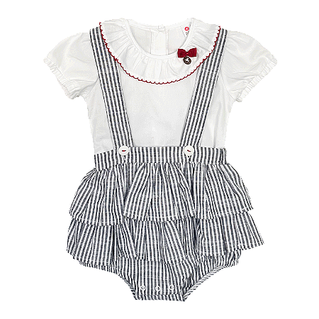 CONJUNTO LISTRADO CINZA E BRANCO