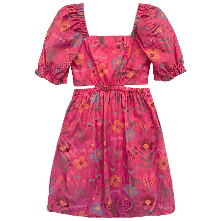 VESTIDO PONTO CRUZ PINK
