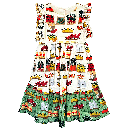 VESTIDO ESTAMPA QUITANDA OFF E VERDE