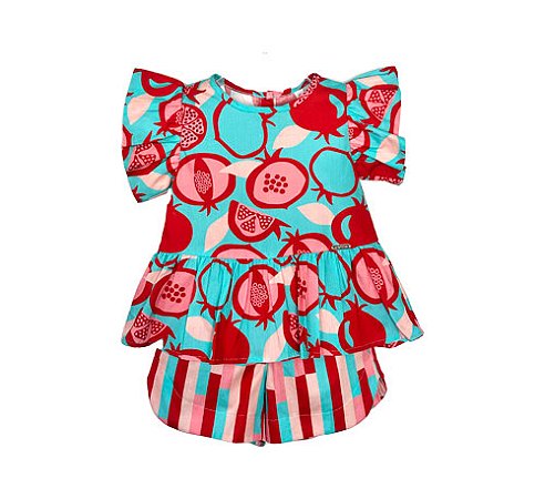 CONJUNTO ESTAMPA COLHEITA DE ROMÃ AZUL