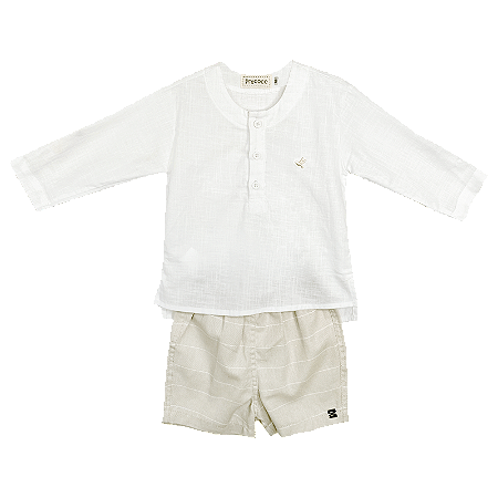 CONJUNTO BRANCO E BEGE CLARO