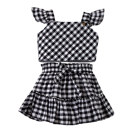CONJUNTO XADREZ PRETO E BRANCO