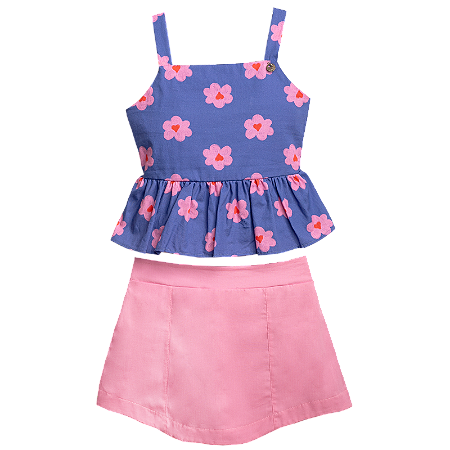 CONJUNTO ESTAMPA FLOR CORAÇÃO GIZ DE CERA
