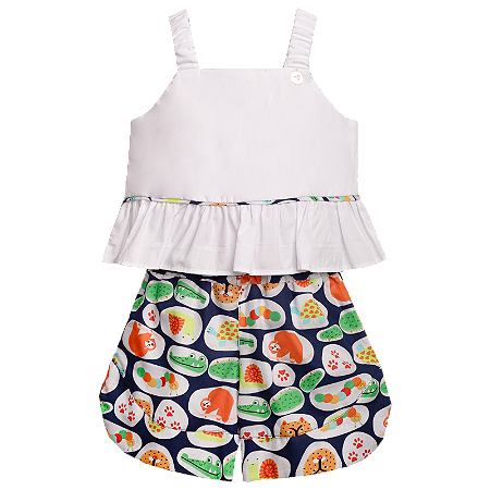CONJUNTO ESTAMPA PEDRINHAS MARINHO
