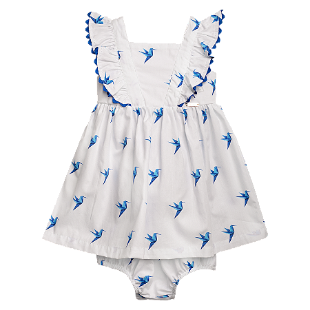 VESTIDO ESTAMPA ORIGAMI AZUL